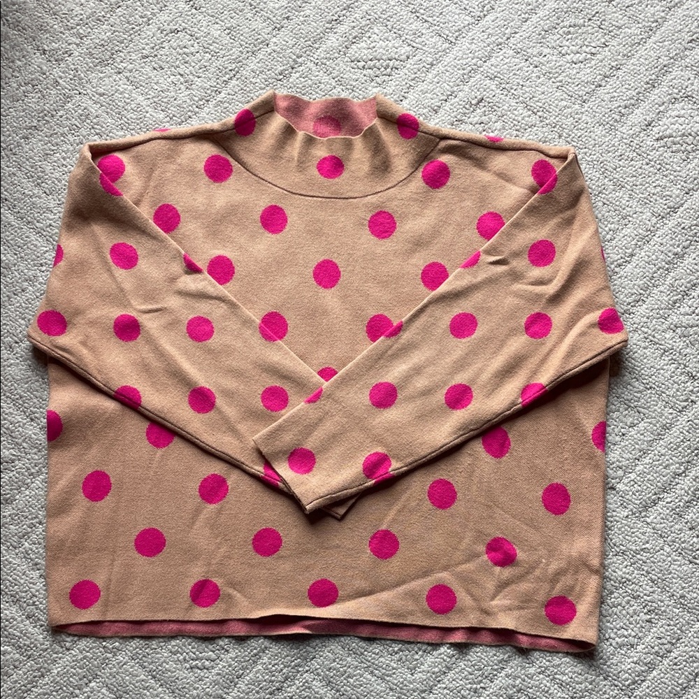 Anthropologie Maeve Carys Sweater Mock Neck Polka Dot
